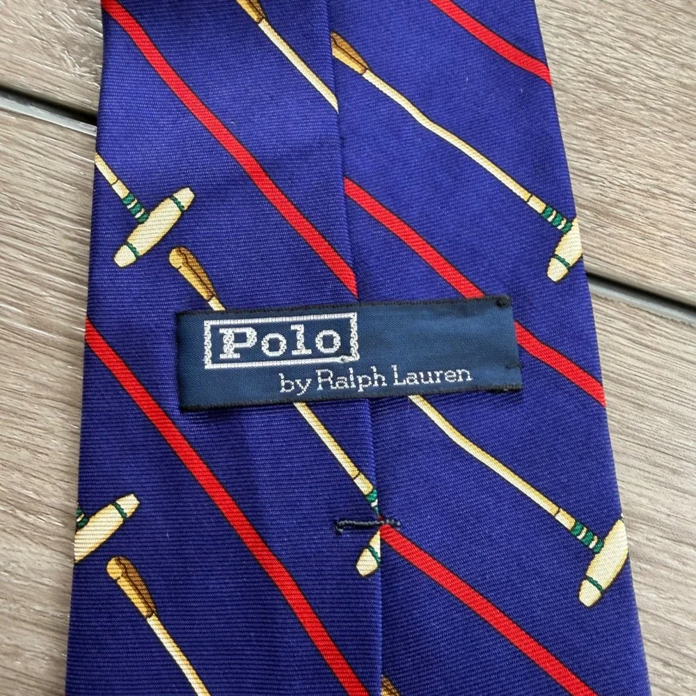 Polo Ralph Lauren Men Necktie Silk Polo Mallet Stripe Blue OS